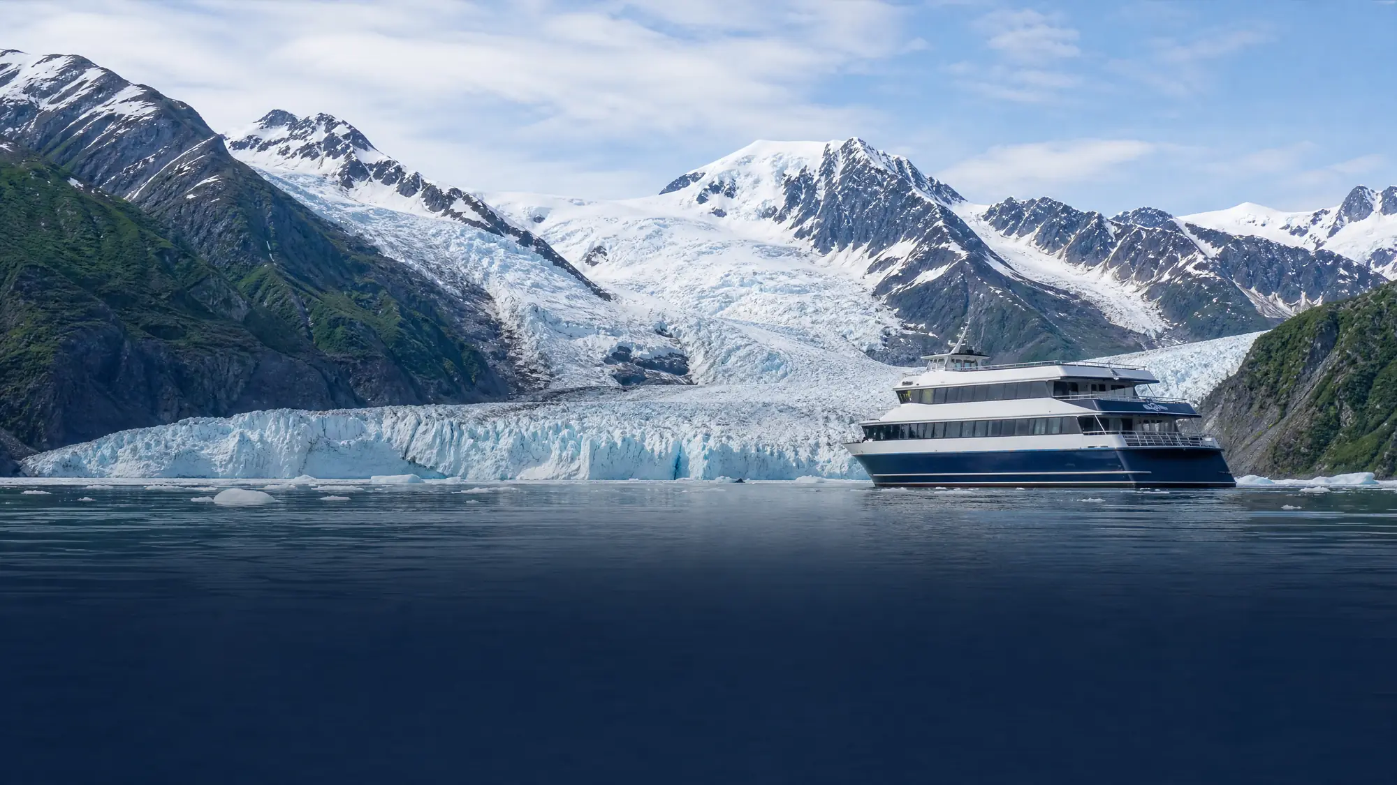 Navigate the iceberg fields of Prince William Sound on a day cruise from Valdez. See one of the fastest-moving tidewater glaciers in the world.